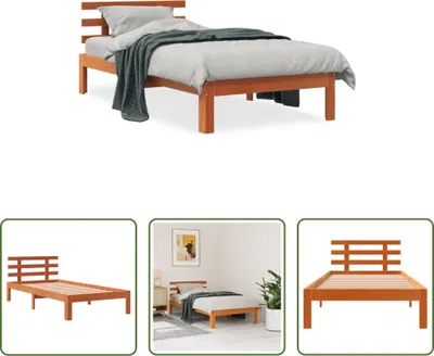 Immagine prodotto di The Living Store letto in legno massiccio senza materasso cera marrone 75x190 cm legno di pino