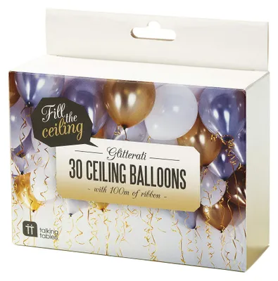30 Partyballons, Gold/Silber/Weiß, Heliumballons, für Feiern