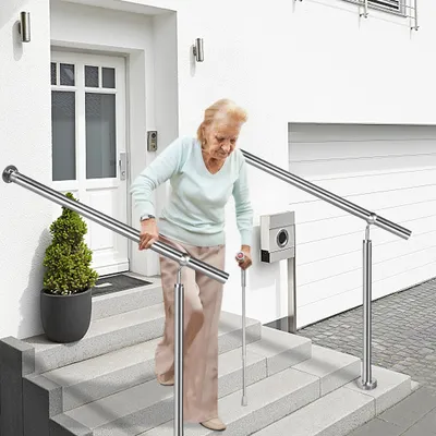 Produktbild von LZQ Edelstahl Eingangsgeländer 150 x 90 cm Handlauf Geländer für Treppen Wandhandlauf Treppengeländer für Drinnen und Draußen Treppenhaus