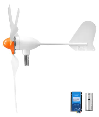 Produktbild von SucceBuy 1000W 12V Horizontale Windkraftanlage mit Hybridregler für Wind- und Solarsysteme, 3 Rotorblätter, 3-Phasen-Wechselstrom, IP67-Schutz, Überladeschutz, MPPT- und PWM-Regler, ideal für Haus- und Inselsysteme