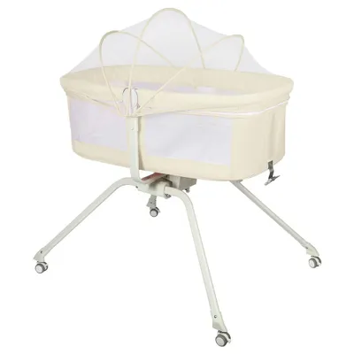 Produktbild von Babywiege,Reisebett für Babys mit Matratze, Moskitonetz, ,Schaukelsystem,Beige