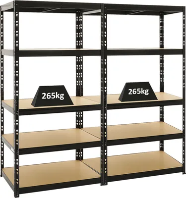 Produktbild von Mega Deal | 2x Schwerlastregal Tiger | HxBxT 180x90x60 cm |  Fachlast 265kg | Schwarz