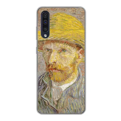 Produktbild von MuchoWow® Handyhülle Schutzhülle Hülle für Samsung Galaxy A30s Selbstbildnis mit Strohhut - Vincent van Gogh Silikon Softcase Handy Hülle - Karteninhaber