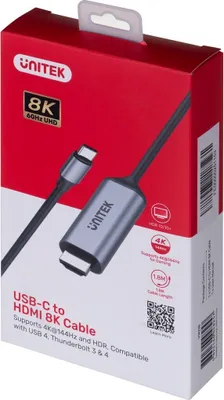 Produktbild von Unitek Adapterkabel Usb-C - Hdmi 2.1 8K 60Hz 1.8M