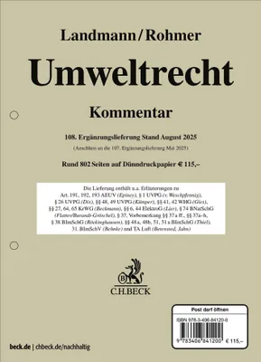 Produktbild von Umweltrecht  108. Ergänzungslieferung