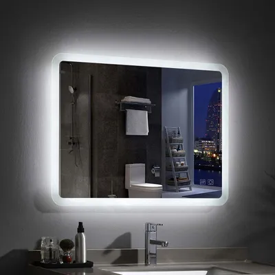 Produktbild von MIQU Badspiegel 100x60cm Badezimmerspiegel mit Beleuchtung 3 Lichtfarbe Lichtspiegel Wandspiegel mit Touchschalter + beschlagfrei IP44 energiesparend [++]