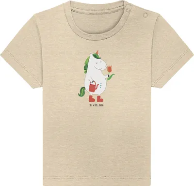 Produktbild von Mr. & Mrs. Panda  T-Shirt Einhorn Gärtner 0. - 6. Monat - Natural Raw - Geschenk, Freude, Unicorn, Baby Kurzarmshirt, Babyshirt, Luftballon, Kinder, Blume, Garten