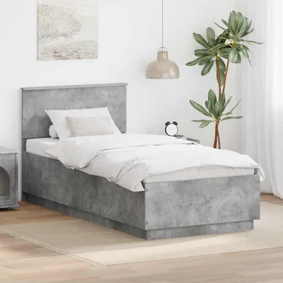 Obrázok produktu pre Maison Exclusive – rám postele s čelom, betónovo sivý, 100 x 200 cm, drevený materiál