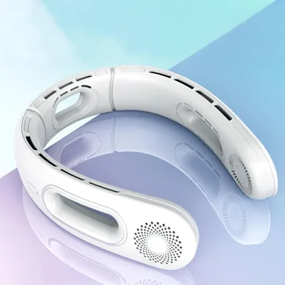 Produktbild von Mini USB-Ventilator Tragbarer Halsventilator 3 Stufen 3000mah Nackenventilator Persönlicher Ventilator für Reisen Sport Innen Weiß