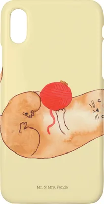 Produktbild von Mr. & Mrs. Panda Iphone 10 Handyhülle Katze Wolle - Gelb Pastell - Geschenk, Cat, Putzig, Handy, Cats, Hülle, Spielen, Cover, X, Katzen