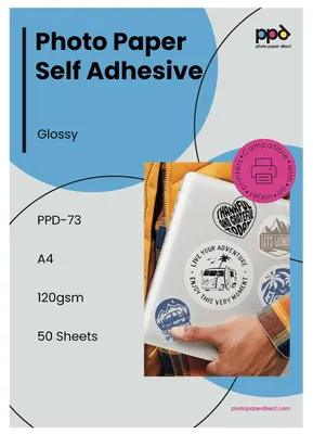 Produktbild von PPD 50 x A4 Inkjet Fotopapier 120g Glänzend Selbstklebend - Stickerpapier in Fotoqualität PPD-73-50