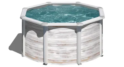 Produktbild von GRE Runder Stahlwandpool mit Nordicoptik KIT240N – Ø 240 x 120 cm, Komplettset