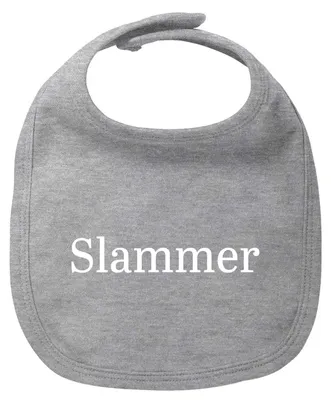 Produktbild von Huuraa Baby Lätzchen Slammer Schriftzug Heather Grey Klettverschluss  Baumwolle Latz Geschenkidee