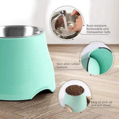 Produktbild von Famanu Hundenapf mit erhöhtem Stand, antirutsch, Edelstahl-Schüssel, hohe Kapazität, für kleine und mittelgroße Hunde