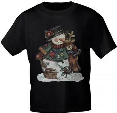 Produktbild von T-Shirt mit Print - Schneemann Snowman Rentier - 10417 - S-XXL Color - schwarz Größe - XL
