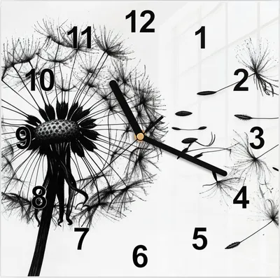 Produktbild von Wanduhr aus Glas mit Motiv Pusteblume- 30 x 30 cm - inkl. Aufhängesystem