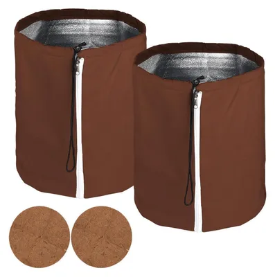 Image de Ensemble de 2 protections pour plantes, dimensions 70 x 65 cm, couleur marron, protection contre le gel hivernal
