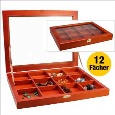 Produktbild von Vitrine aus Holz mit 12 Fächern