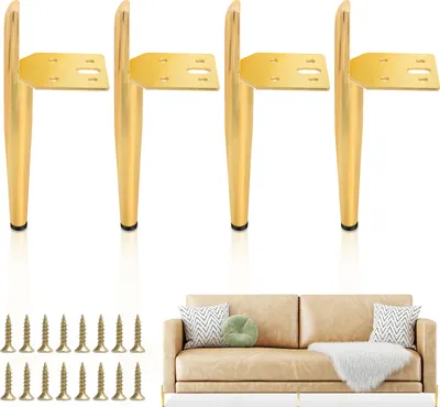 Produktbild von Jayseuw 4er Set Möbelfüße Tischbeine Sockelfuß Tischfuß Möbel Metall Gold，Höhe:150 mm