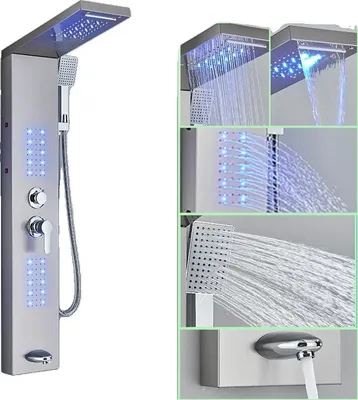 Produktbild von LED-Duschpaneel, 4/5-Stufen-Duschfunktion, wandmontiertes Design, Nickel-F-6002
