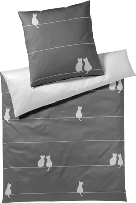 Produktbild von elegante Mako-Satin-Bettwäsche-Garnitur You & Me Farbe Anthrazit Größe 155x220+40x80