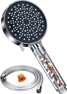 Immagine prodotto di Doccia a risparmio idrico con flessibile, filtro, 6 tipi di getto, cromata, 75 l/min