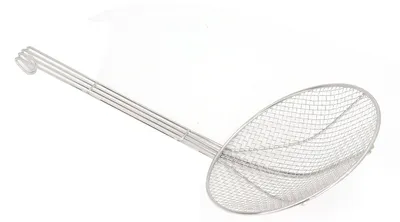 Edelstahl-Schaumlöffel, 24 cm, feinmaschig, mit langem Griff und Haken