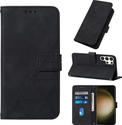 Obrázek produktu pro Flipové kožené pouzdro pro Samsung Galaxy S25 Ultra peněženkový design pouzdro s embosováním, držákem karet a stojánkem černé
