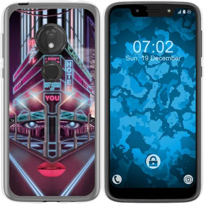 Produktbild von PhoneNatic Case kompatibel mit Motorola Moto G7 Play Silikon-Hülle Retro Wave Cyberpunk.02 M5