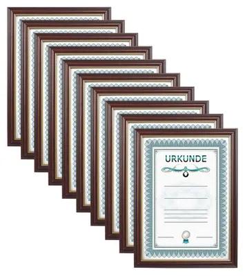 Produktbild von 2er 3er 5er 10er Pack Dokument Bilderrahmen 21x29,7 DIN A4 Urkunde Foto Rahmen - Farbe: 10er Pack Mahagoni