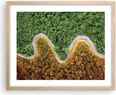 Produktbild von Gerahmtes Poster - Rahmen in heller Eiche - Luftaufnahmen Weg Wald - 50x40 cm - Wand Bild - Wanddeko - Wandbilder - Kunstposter - Wandposter - Bilderrahmen - Bilder - Kunstdruck - P2NAA50x40-4659