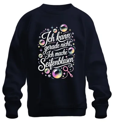 Productafbeelding van Ik kan nu geen statement maken. Sarcasme. Trui met opdruk, marineblauw, maat M