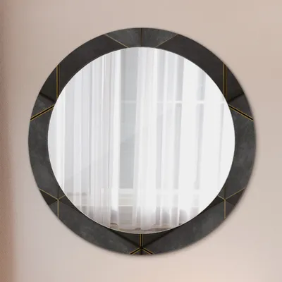 Obrázok produktu pre Ø80cm Moderné zrkadlo - Nástenné zrkadlo na stenu - Spálňa - Sivé trojuholníky
