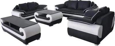 Produktbild von Sofagarnitur Ledergarnitur Design Sofa Polster Komplett Set 4tlg 3+2+1 mit USB