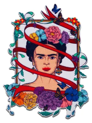 Produktbild von Mono-Quick Frida Kahlo Rahmen - Aufnäher, Bügelbild, Aufbügler, Applikationen, Patches, Flicken, zum aufbügeln, Größe: 9,5 x 7,2 cm