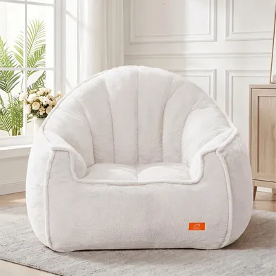 Sitzsack XXL, beige, 110x110x70 cm, Schaumstofffüllung, Loungesessel