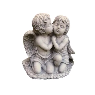 Produktbild von Steinfigur Engel küsst Elfe, für den Garten zur Dekoration, aus Steinguss Neu Frostfest Witterungsbeständig, Gartenfigur Engel und Elfe PO-199