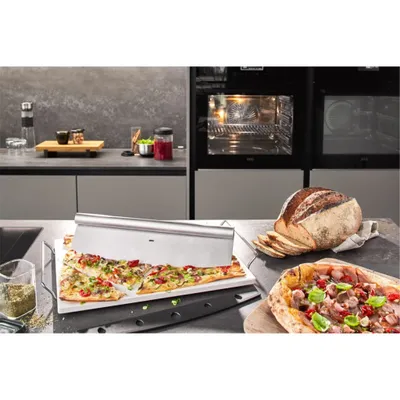 Produktbild von GEFU Pizzastein mit Gestell + Wiegemesser Darioso eckig