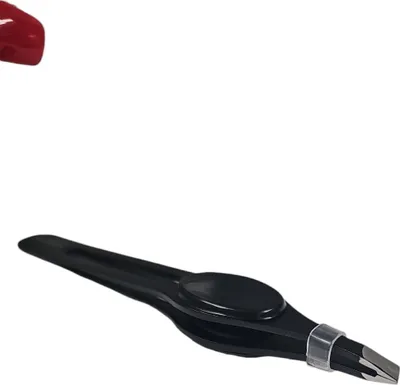Obrázek produktu pro Černá šikmá kosmetická pinzeta - 9 cm - pro lepší úchop