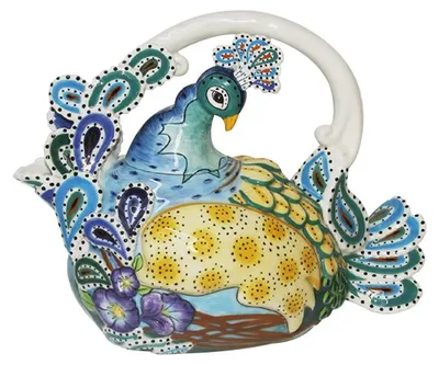 Produktbild von Handbemalte Design Porzellan Teekanne mit Tiermotiv