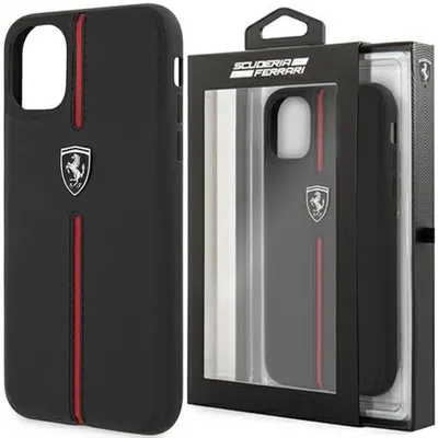 Produktbild von Ferrari FEOMSHCP12LBK iPhone 12 Pro Max schwarz/schwarz Hardcase Off Track Leather Nylon Stripe Handyhülle