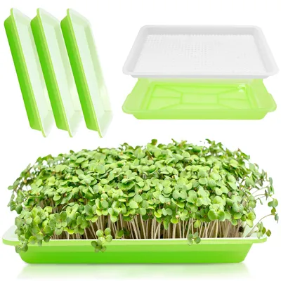 Productafbeelding van 3 Pack Microgreens kweekset, inclusief 3 kiemschaal met opvangschaal