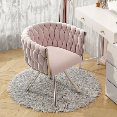 Zdjęcie produktu dla Fotel obrotowy - Fotel - Krzesło obrotowe - Fotel wypoczynkowy - Krzesło - Materiał - Różowy kolor - Obrót o 360°