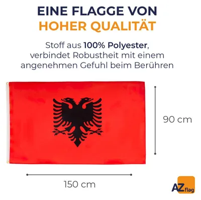 Imagen del producto de AZ FLAG - Bandera de Albania - 150x90 cm - Bandera albanesa de 100% poliéster con ojales de latón - 110g