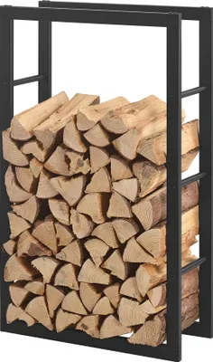 Produktbild von Kaminholzregal Täby Brennholzregal innen außen Metall 60 x 25 x 100 cm Holzunterstand Stapelhilfe für Feuerholz Holzlager Kaminholzständer Schwarz