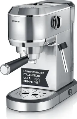 Produktbild von Severin Newspresa KA 5997, Espressomaschine, 1 l, Gemahlener Kaffee, 1350 W, Schwarz, Gebürsteter Stahl, Chrom