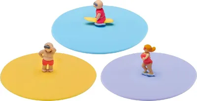 Image de Couvercle en silicone "Surveillance de plage" Présentoir de 24 pièces, triple assortiment