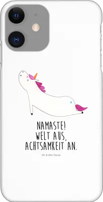 Produktbild von Mr. & Mrs. Panda Iphone 11 Handyhülle Einhorn Yoga - Weiß - Geschenk, Cover, Achtsamkeit, Hülle, Smartphone, Handy Schutzhülle, Süß, Unicorn, Einhörner, Sport