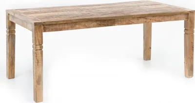 Produktbild von Esszimmertisch WL5.078 Braun 120 x 76 x 70 cm Mango Massivholz | Design Landhaus Esstisch Massiv | Tisch für Esszimmer rechteckig | Küchentisch für 4-6 Personen | Holztisch Rustikal Groß