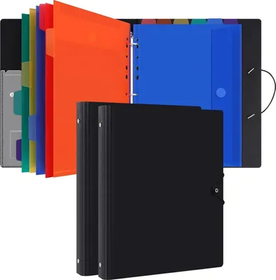 Zdjęcie produktu dla Organizer Uquelic A4 z teczką na 24 dokumenty - czarny 2 szt